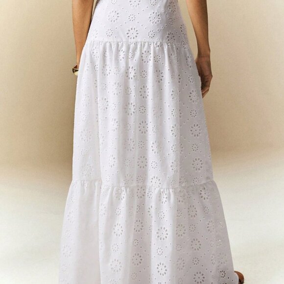 White Boho Women's French Hollow Crochet Skirt - Picture 2 of 4